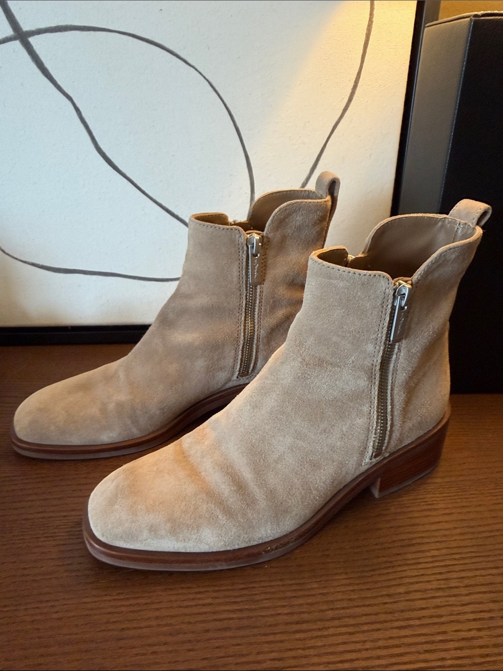 3.1 Phillip Lim Suede Alexa Ankle Booties in Taupe